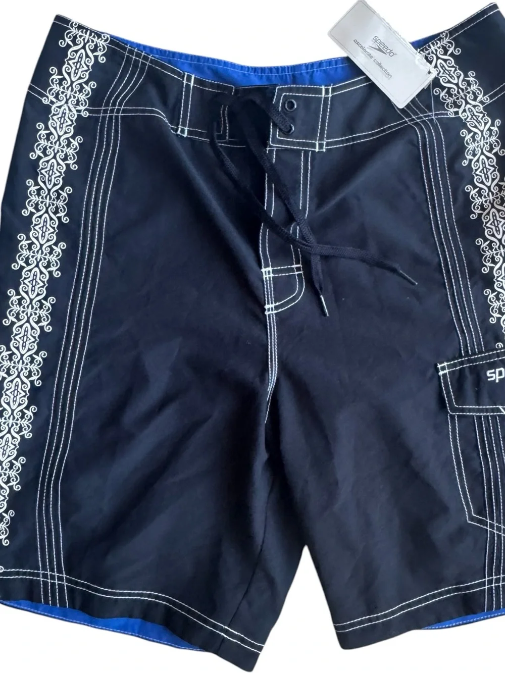 Speedo Black Swim Board Shorts with White Stitching